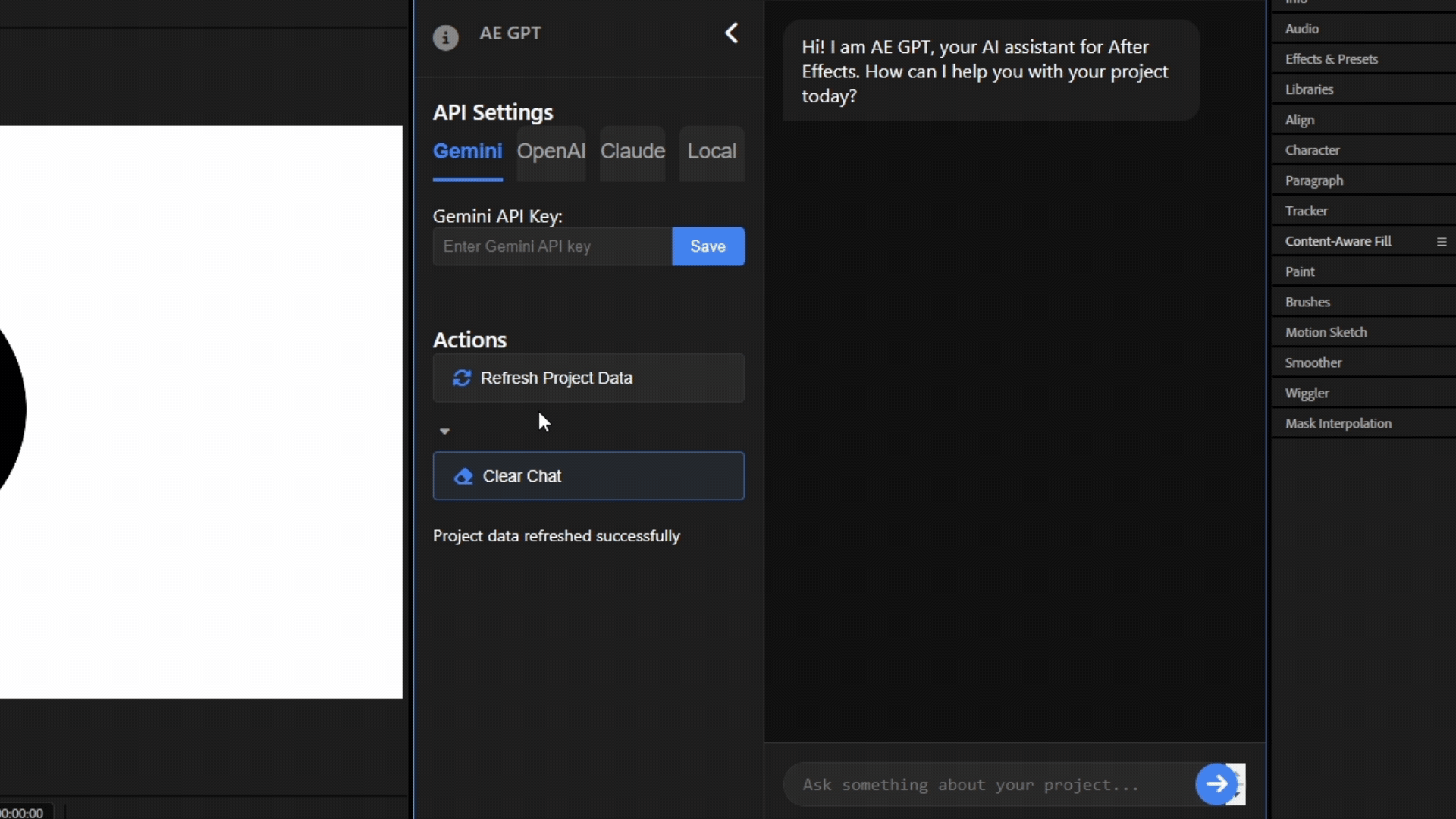 AE GPT analyzing an After Effects project